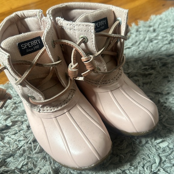 Sperry Girls Saltwater Duck Boot  Rose Glitter 8 - Picture 2 of 8